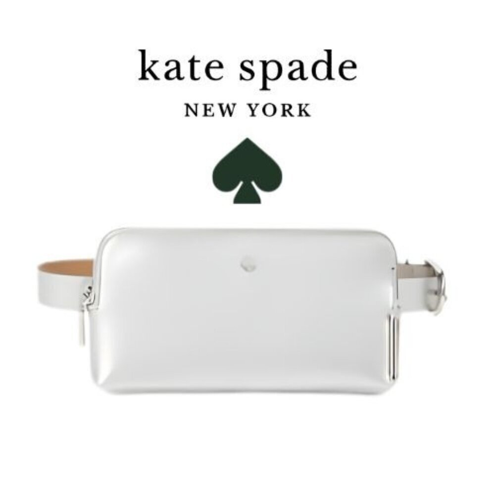 Kate Spade New York Metallic Leather Belt Bag Waist Pack Silver